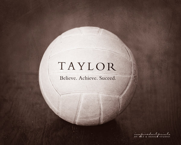 Custom Volleyball Name Art with Inspirational Quote
