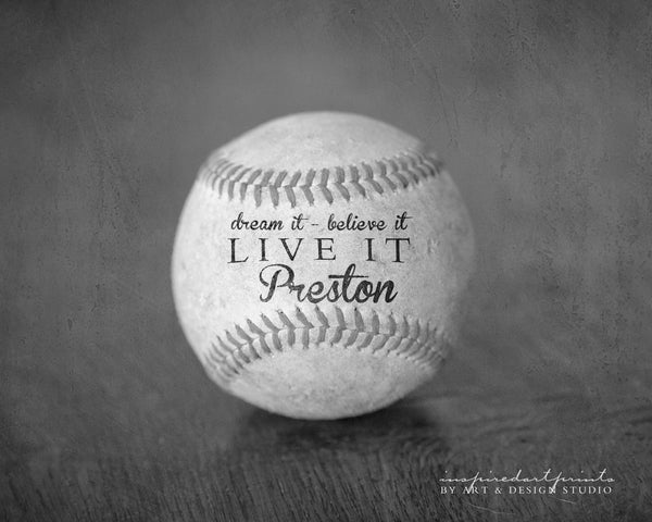 black and white sports art with motivational quote and name