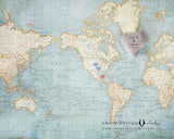 Wedding Gift Personalized - World Map Art Print